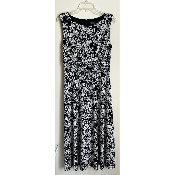 Jessica Howard Black Floral Sleeveless Midi Dress Career Party Size 8 - Picture 1 of 7